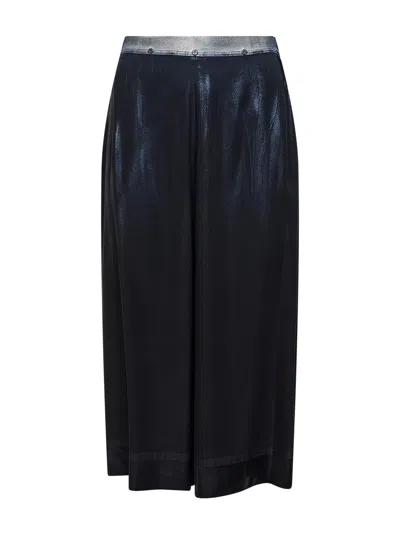 Maison Margiela Satin Midi Skirt Flared Hem Contrasting Waist In Black