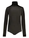 Maison Margiela Four-stitch Sheer Bodysuit In Black