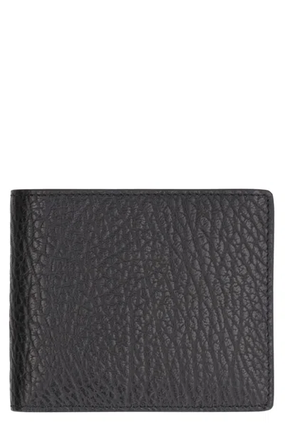 Maison Margiela Unique Detailing Folded Leather Wallet In Black