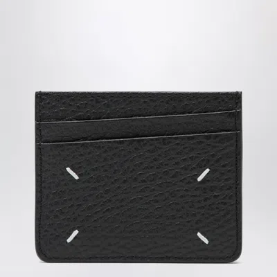 Maison Margiela Black Four Stitches Calfskin Card Holder In Pink