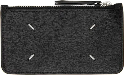 Maison Margiela Black Four Stitches Card Holder In Brown
