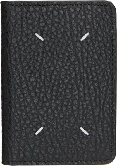 Maison Margiela Black Four Stitches Card Holder In Gold