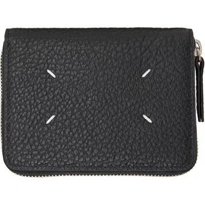 Maison Margiela Black Four Stitches Small Zip Wallet In T8013 Black