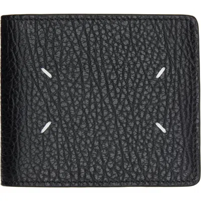 Maison Margiela Black Four Stitches Wallet In Pattern