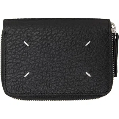 Maison Margiela Black Four Stitches Zip Wallet In T8013 Black