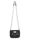 Maison Margiela Puffy Jet-black Leather Bag With Logo Patch And Silver Hardware In Black