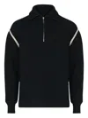 Maison Margiela Elbow Patch Half Zip Wool Pullover In Black