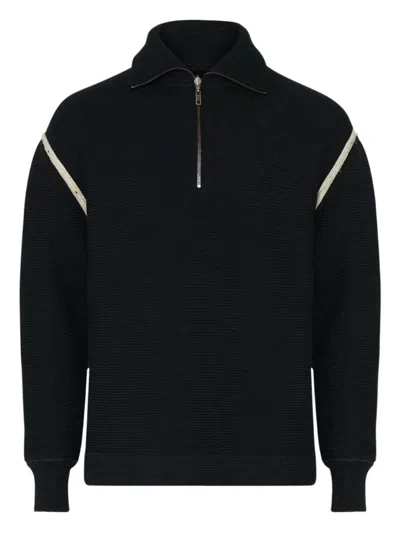 MAISON MARGIELA BLACK HALF ZIP PULLOVER