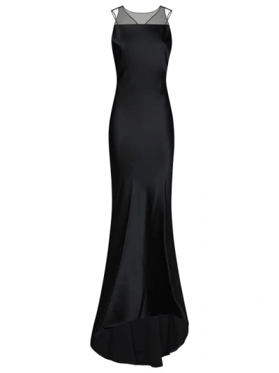 Maison Margiela Black Hammered Satin Maxi Dress