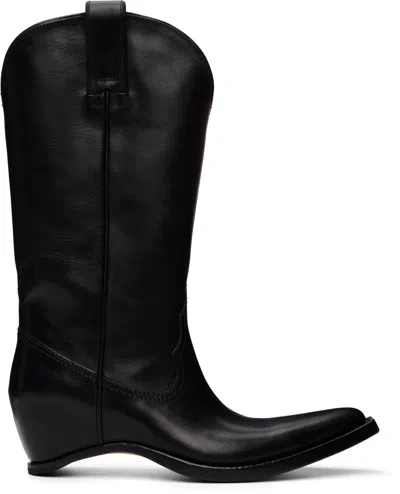 Maison Margiela Heel-less Western Leather Boots In Black