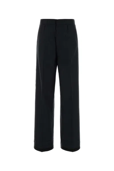 MAISON MARGIELA BLACK HERRINGBONE SOLID TROUSERS