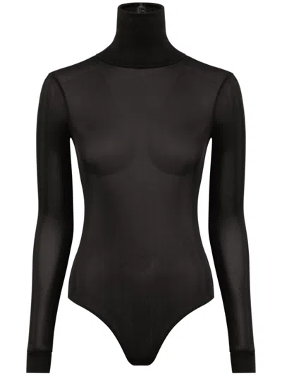 MAISON MARGIELA BLACK HIGH-NECK BODYSUIT