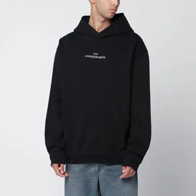 Maison Margiela Black Hoodie With Reversed Logo