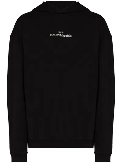 Maison Margiela Black Hoodie With White Logo