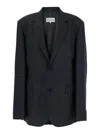 Maison Margiela Black Jacket With Classic Lapels And Logo Stitching On The Back In Mohair And Wool Blend Woman