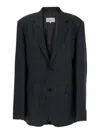 Maison Margiela Black Jacket With Classic Lapels And Logo Stitching On The Back In Mohair And Wool Blend Woman In Black