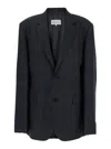 Maison Margiela Black Jacket With Classic Lapels And Logo Stitching On The Back In Mohair And Wool Blend Woman In Black