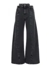 Maison Margiela Asymmetric Wide Leg Cotton Denim Jeans In Black