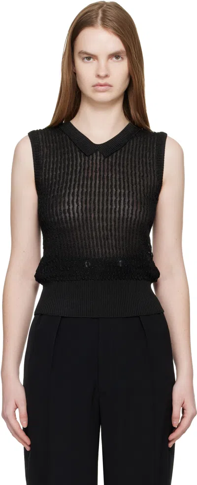 Maison Margiela Black Knit Vest In Multi