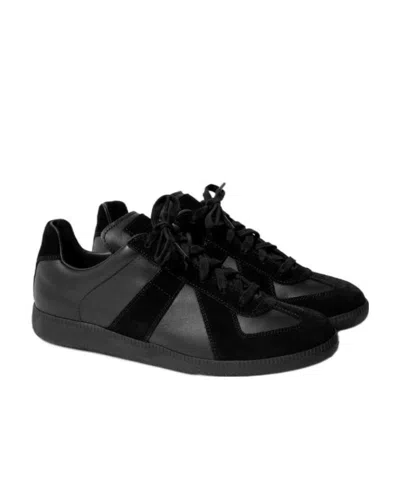 Maison Margiela Low Top Sneakers Featuring Suede Panels In Black