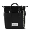 Maison Margiela Horizontal Leather Tote With Top Handle And Detachable Strap In Black