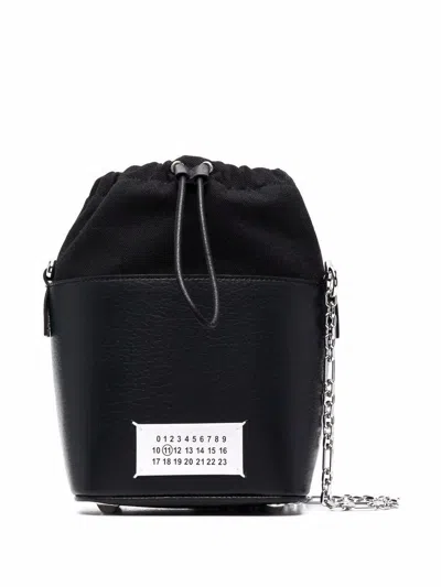 Maison Margiela Black Leather And Canvas Mini 5ac Bucket Bag
