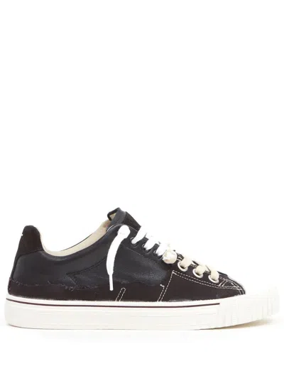 Maison Margiela Black Leather And Canvas New Evolution Sneakers