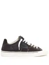 Maison Margiela Black Leather And Canvas New Evolution Sneakers In Blue