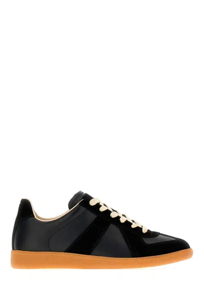 Maison Margiela Black Leather And Suede Replica Sneakers In H6851