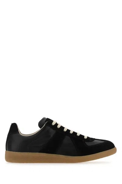 Maison Margiela Black Leather And Suede Replica Sneakers In H6851