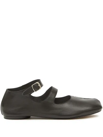MAISON MARGIELA BLACK LEATHER BALLET FLATS