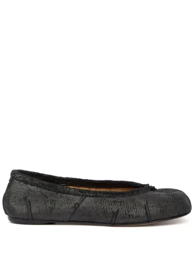 MAISON MARGIELA BLACK LEATHER BALLET FLATS