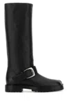 Maison Margiela Knee-high Tabi Boots Featuring Buckle Detail In Black