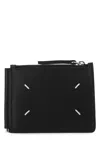 Maison Margiela Black Leather Card Holder In Black