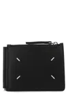 Maison Margiela Black Leather Card Holder In Black
