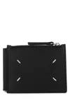 Maison Margiela Black Leather Card Holder In Black