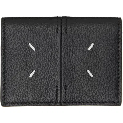 Maison Margiela Black Leather Card Holder In H8419 Black/black/bl