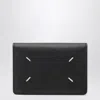 Maison Margiela Black Leather Credit Card Holder In Black