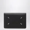 Maison Margiela Black Leather Credit Card Holder In Black