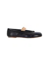 Maison Margiela Black Leather Flats With Elegant Elastic Strap In Black
