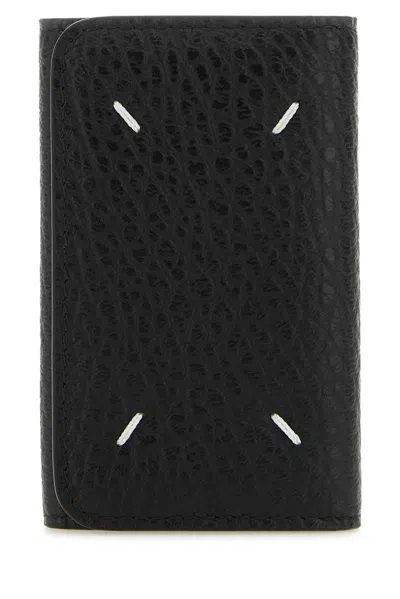Maison Margiela Black Leather Four Stitches Keyring Case