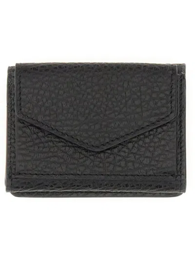 Maison Margiela Leather Wallet With Viscose Lining In Black