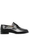 Maison Margiela Men Black Leather Tabi Loafers In Black