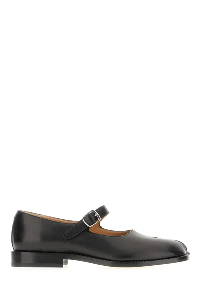 Maison Margiela Black Leather Mary Jane Tabi Ballerinas In T8013