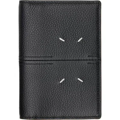 Maison Margiela Black Leather Passport Holder In White