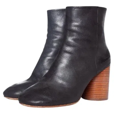Pre-owned Maison Margiela , Black Leather Round-toe Ankle Boots