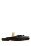 Maison Margiela Black Leather Tabby Slippers In Black