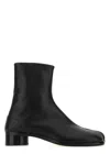 Maison Margiela Black Leather Tabi Ankle Boots In Black