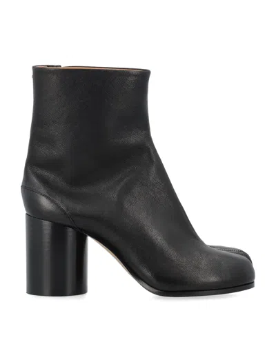 Maison Margiela Black Leather Tabi Ankle Boots In Multi
