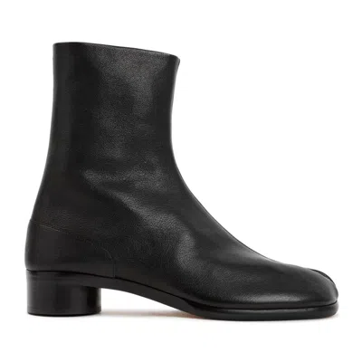 MAISON MARGIELA BLACK LEATHER TABI ANKLE BOOTS